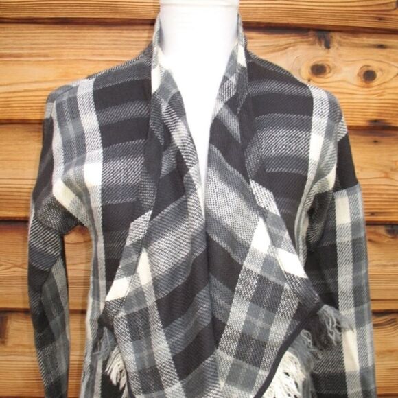 NWT Lucky Brand Black Gray Wrap Jacket Cardigan - Picture 4 of 8